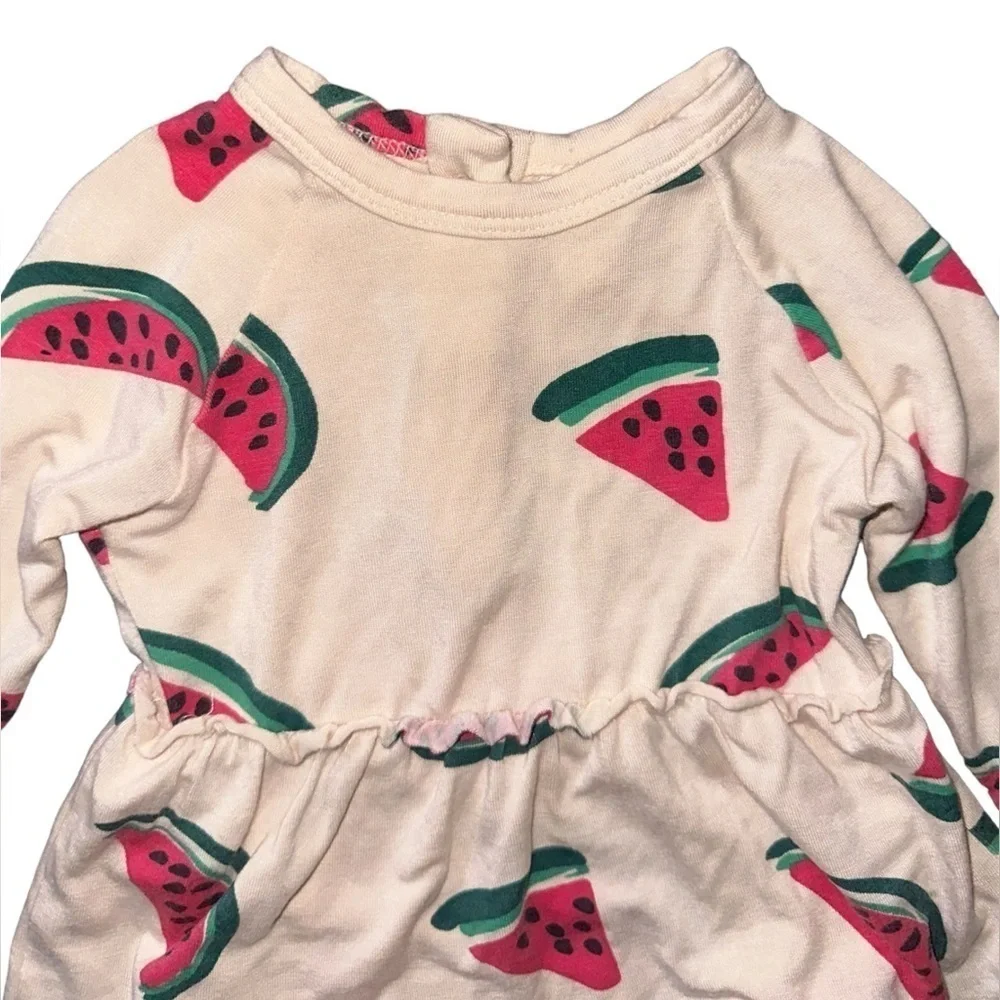 Spearmint Love Baby Watermelon Skirted Long Sleeve Soft Bamboo Bodysuit Sz 0-3 M